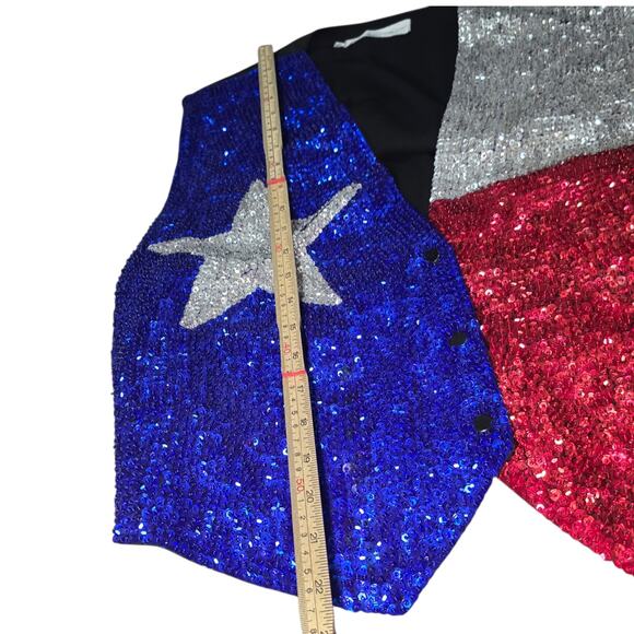 Vintage 1990s JC Texas Sequin Vest Size Extra Large Showman Red White Blue - Picture 7 of 7